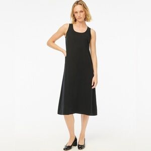 NWT J. Crew Factory Black Twill Slip Dress in 100% TENCEL™ lyocell, Size 0P